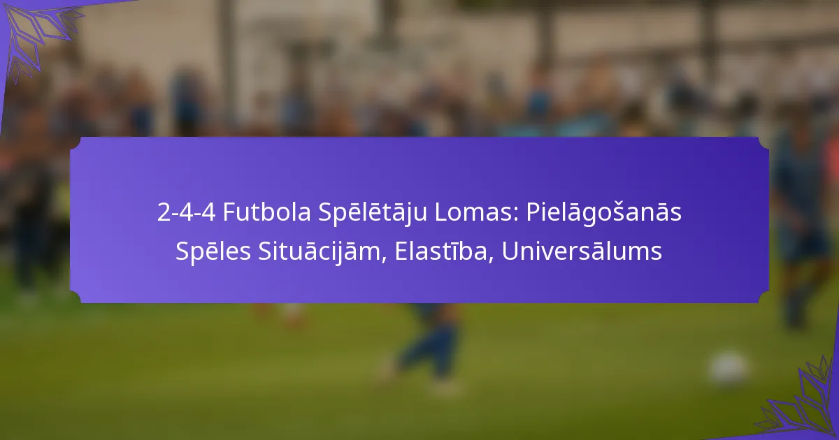 2-4-4 Futbola Spēlētāju Lomas: Pielāgošanās Spēles Situācijām, Elastība, Universālums