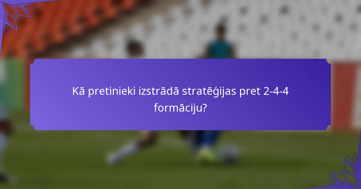 Kā pretinieki izstrādā stratēģijas pret 2-4-4 formāciju?