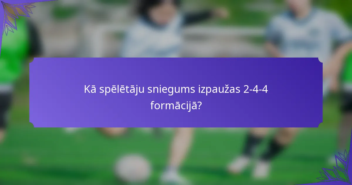 Kā spēlētāju sniegums izpaužas 2-4-4 formācijā?